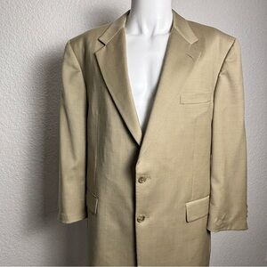 Hickey Freeman Sport Coat Mens 44R Tan Houndstooth Silk Wool Blazer Jacket VTG